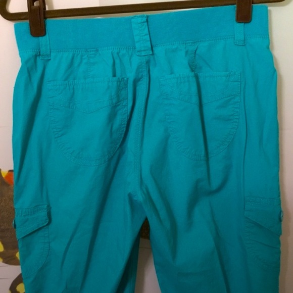 Gloria Vanderbilt Missy Teal Cargo Capris Size 4P Drawstrings Leg Elastic Waist - Picture 10 of 10